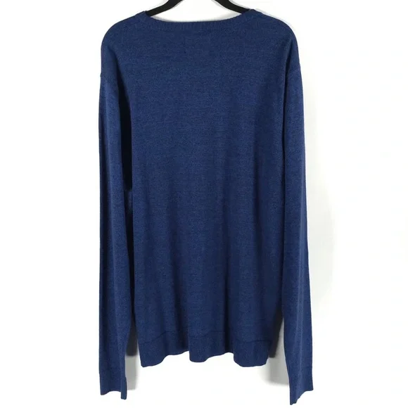 NWT 1901 COTTON CASHMERE Crew Nk Pullover‎ ND426731MN NAVY MEDIEVAL MARL Size XL